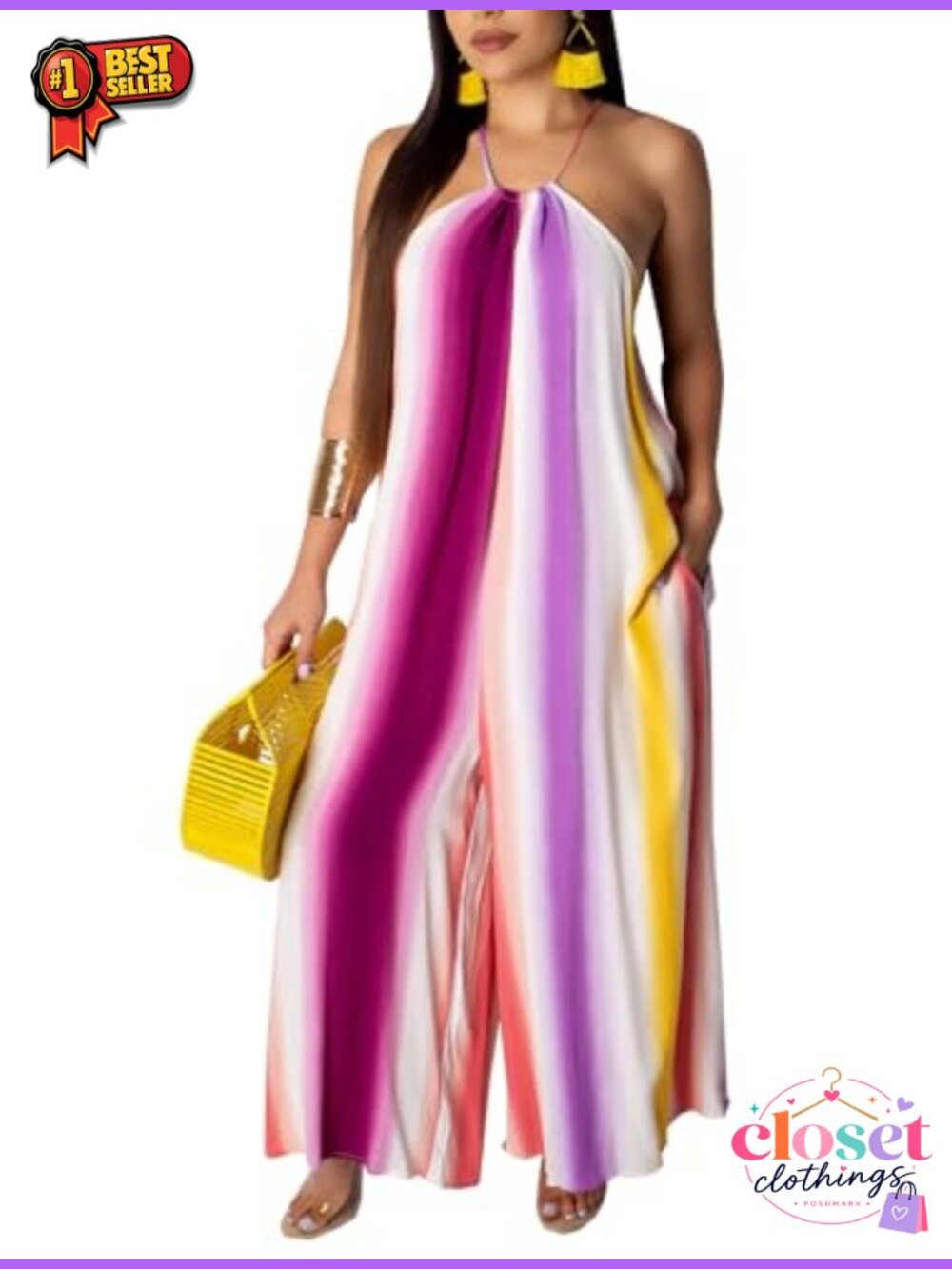 Plus Size Wide Leg Jumpsuit Spaghetti Strap Pockets Loose Casual